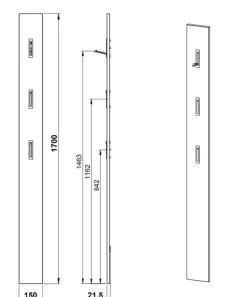 Garderobenpaneel SOLINO 15 x 170 cm Steingrau /Schwarz