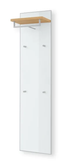 Garderobenpaneel VORTINA 42 x 170 cm Glas Optiweiß/Ablage Balkeneiche-Dekor
