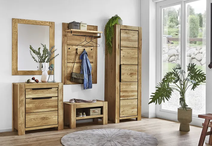 Garderobenpaneel JURIA 80 x 120 cm Eiche massiv