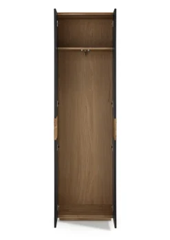 Garderobenschrank 60 x 200 cm Eiche massiv/Glas satinato