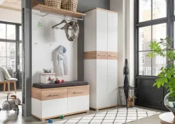 Garderobenschrank THEO Weiß/ Navarra Eiche NB