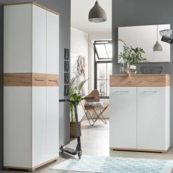 Garderobenschrank THEO Weiß/ Navarra Eiche NB