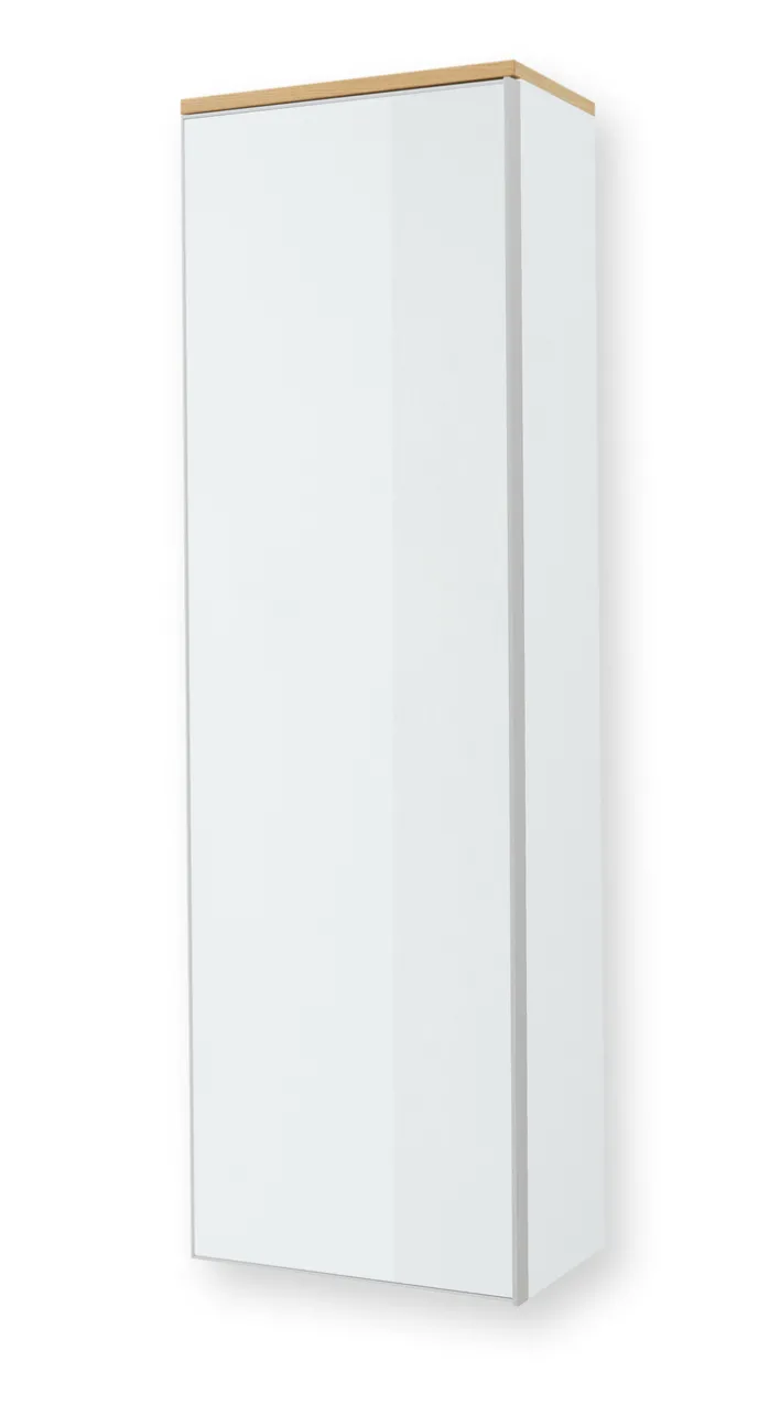 Garderobenschrank VORTINA 54 x 170 cm Lack weiß/Glas Optiweiß/Abdeckboden Balkeneiche-Dekor