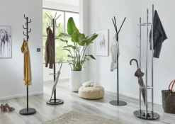 Garderobenständer 40 x 183 cm Chromfarbig/schwarz