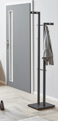 Garderobenständer 42 x 175 cm schwarz/chromfarbig
