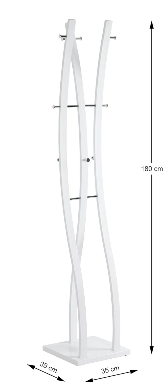 Garderobenständer BENNO 35 x 180 x 35 cm Chrom weiß