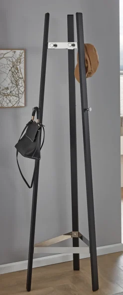 Garderobenständer PAUL 47 x 177 cm Metall Chrom/schwarz