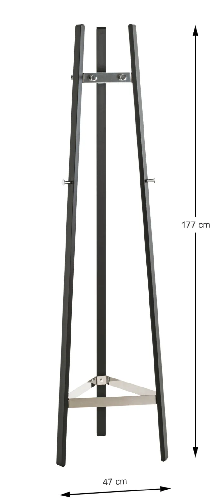 Garderobenständer PAUL 47 x 177 cm Metall Chrom/schwarz