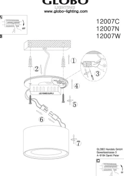 GLOBO LED Deckenlampe Ø 11 SERENA Nickelfarbig/satiniertes Glas