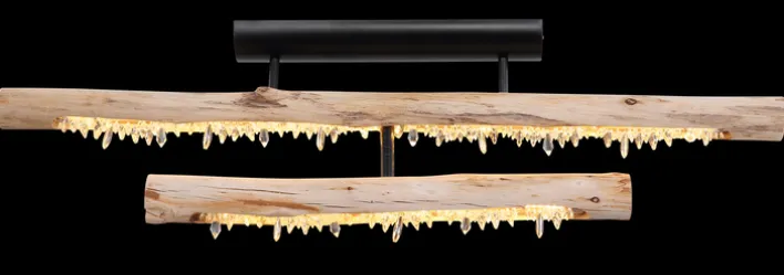 GLOBO LED Deckenlampe FELICITAS 100 cm schwarz /Holz