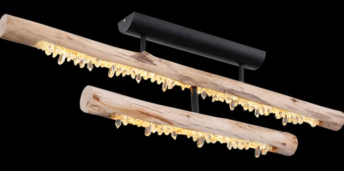 GLOBO LED Deckenlampe FELICITAS 100 cm schwarz /Holz