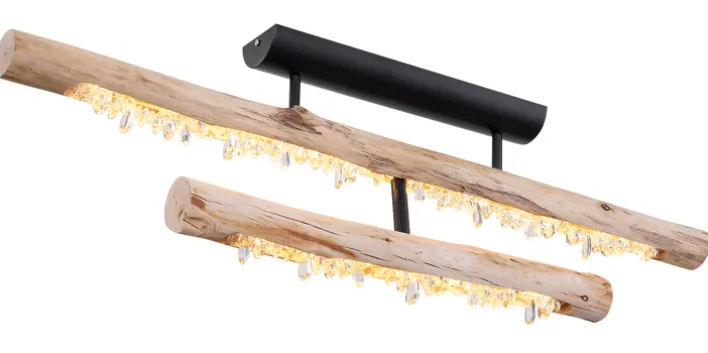 GLOBO LED Deckenlampe FELICITAS 100 cm schwarz /Holz