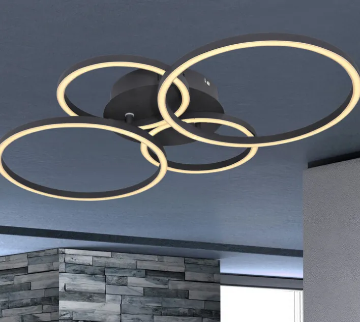 GLOBO LED Deckenlampe KENDY 65,5 x 40,6 cm schwarz