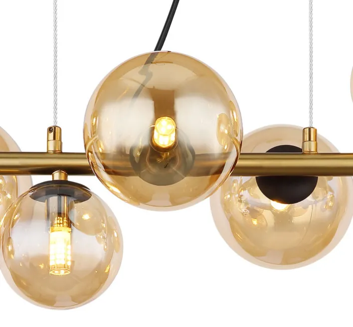 GLOBO LED Retrofit Balkenpendel RIHA 9-flg messingfarbig /amber