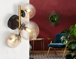 GLOBO LED Retrofit Deckenlampe RIHA messingfarbig /amber