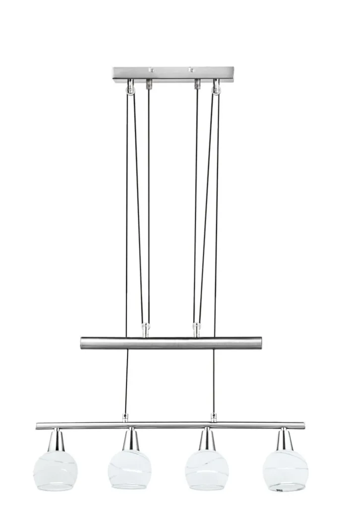 GLOBO LED Retrofit Pendelleuchte ELLIOTT 4 flg nickelfarbig