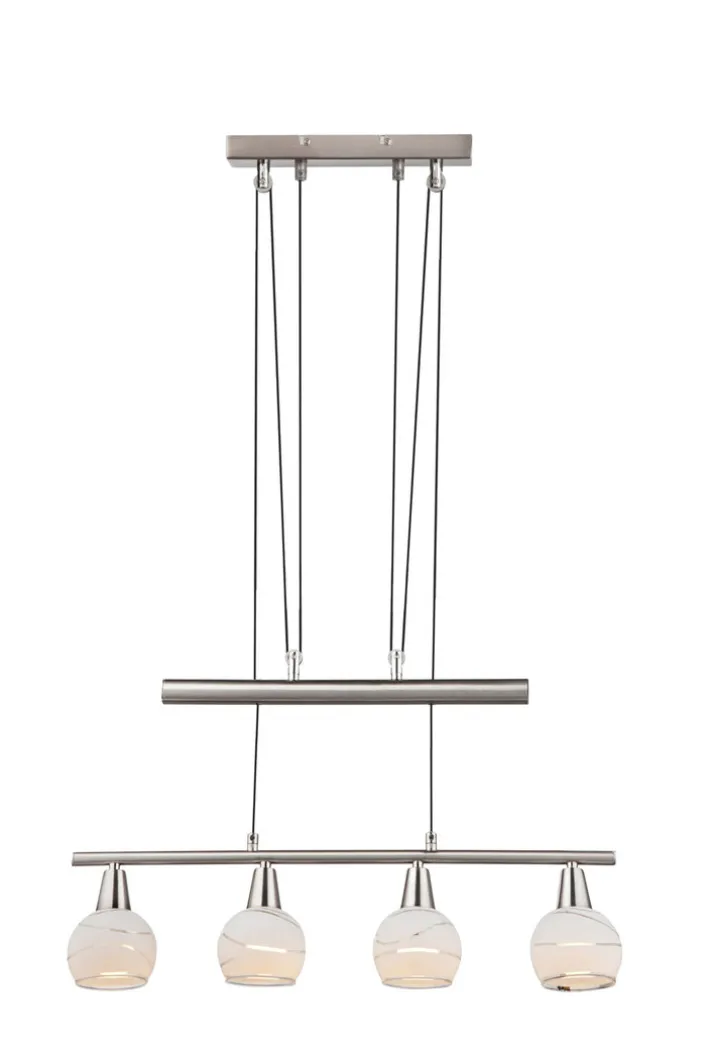 GLOBO LED Retrofit Pendelleuchte ELLIOTT 4 flg nickelfarbig