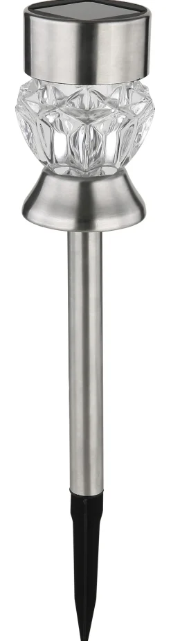 GLOBO LED Solarlampe Gartenspieß SIMON 2er Set silberfarbig