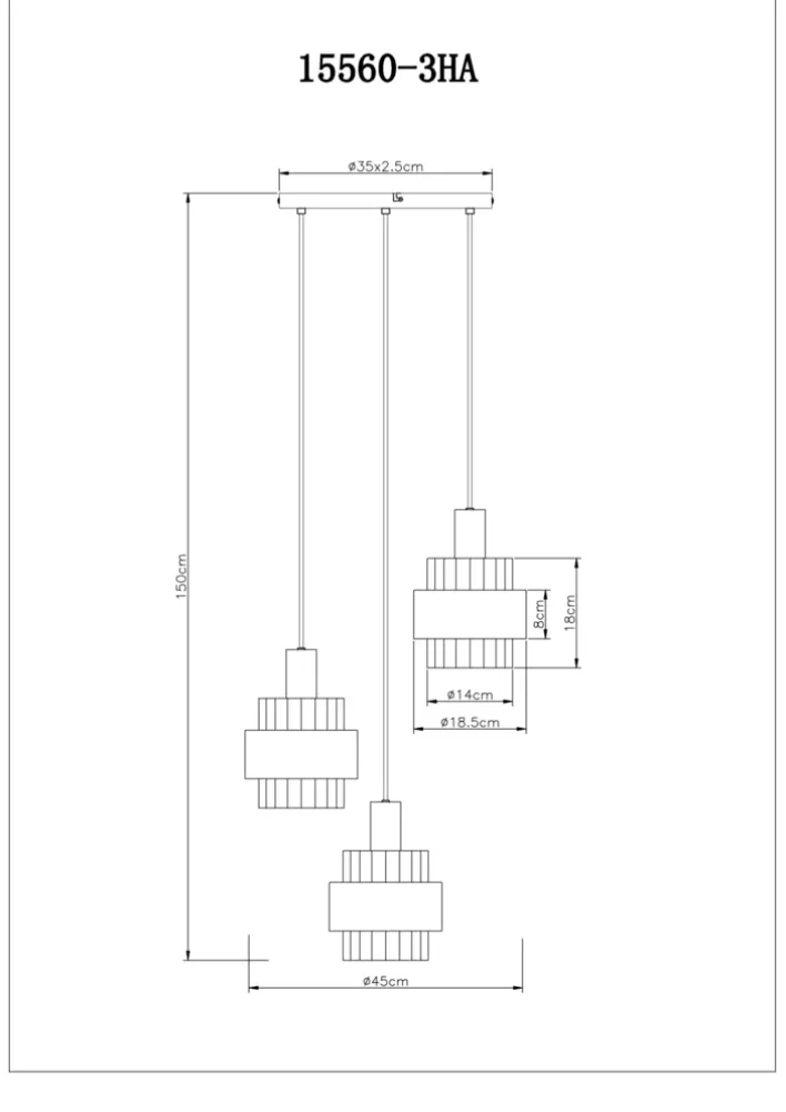 GLOBO Pendelleuchte MILLEY, höheneinstellbar 80-150 cm, Metall/Glas, E27, 3 Brennstellen, 180 W, Schutzklasse 1, IP20, Braun/Schwarz/Goldfarbig