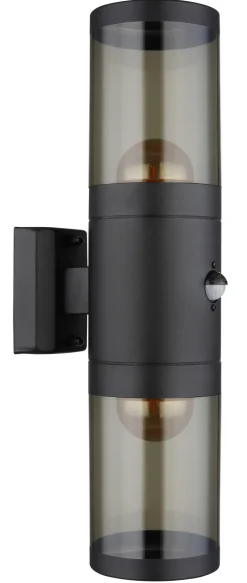 GLOBO Retrofit Außenwandleuchte XELOO B 2-flg schwarz /rauchfarbig