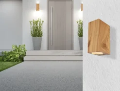 GLOBO Retrofit Außenwandleuchte VERONIKA 15 cm eckig /Holzoptik