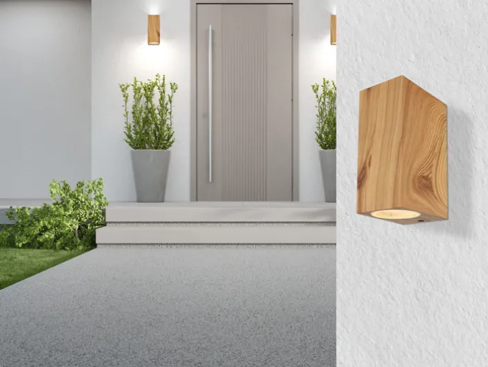 GLOBO Retrofit Außenwandleuchte VERONIKA 15 cm eckig /Holzoptik