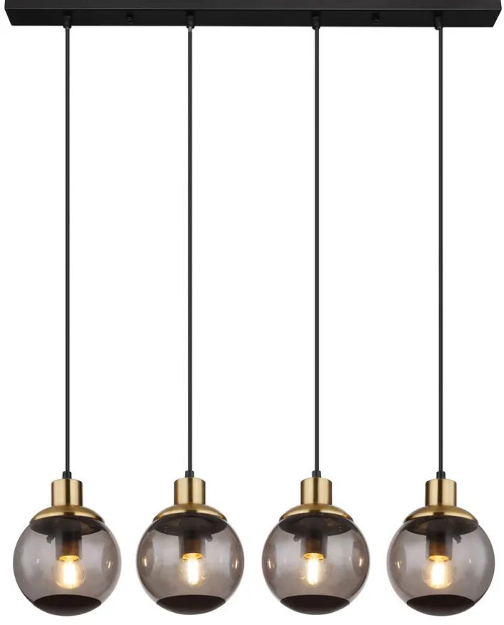 GLOBO Retrofit Balkenpendel POTTER 75 cm schwarz /messingfarbig