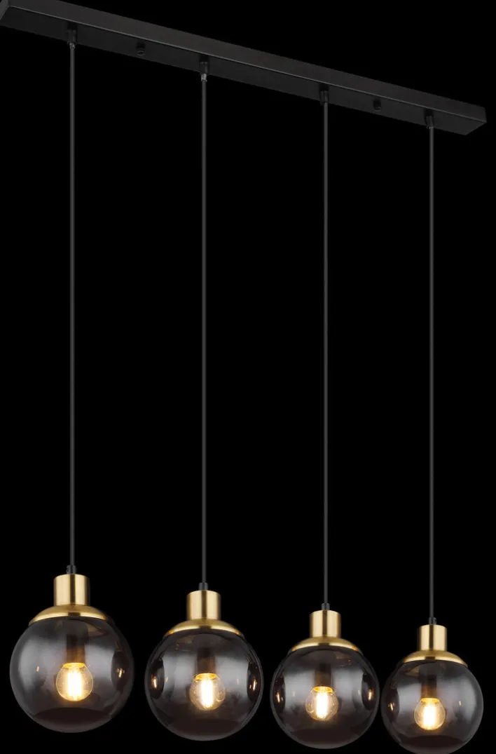 GLOBO Retrofit Balkenpendel POTTER 75 cm schwarz /messingfarbig