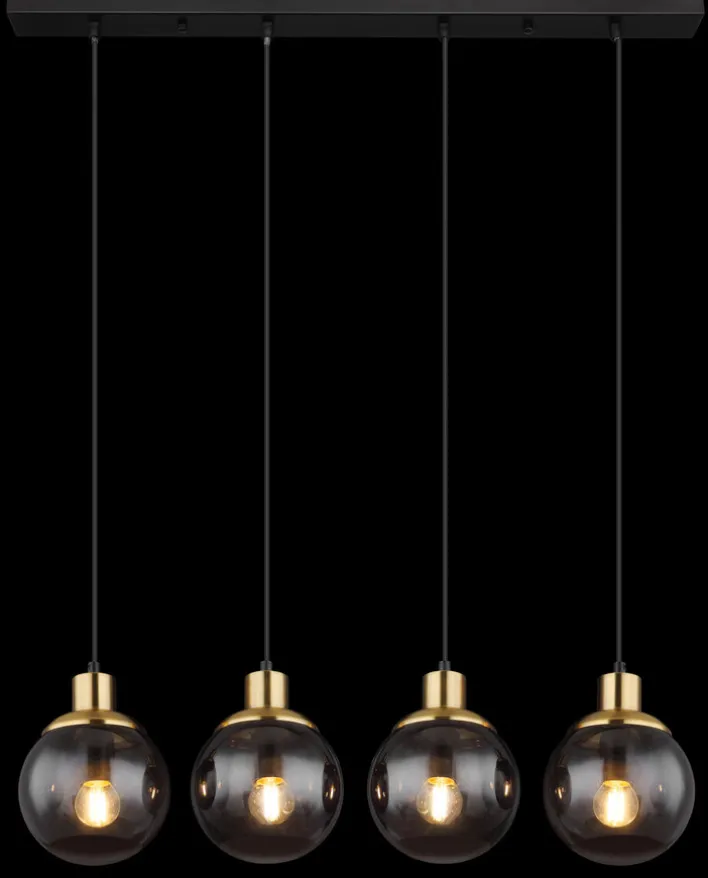 GLOBO Retrofit Balkenpendel POTTER 75 cm schwarz /messingfarbig