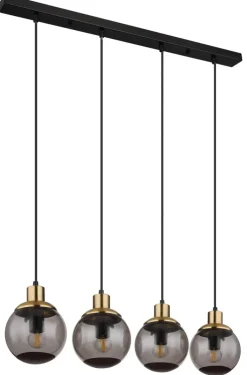 GLOBO Retrofit Balkenpendel POTTER 75 cm schwarz /messingfarbig