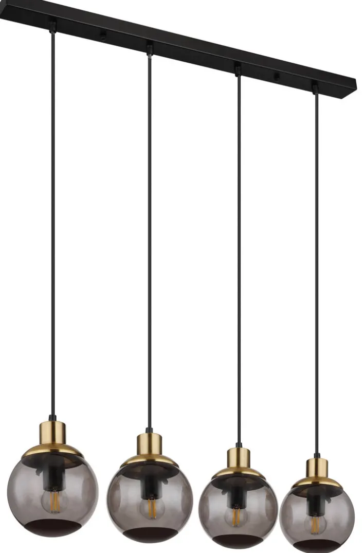 GLOBO Retrofit Balkenpendel POTTER 75 cm schwarz /messingfarbig