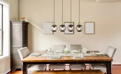 GLOBO Retrofit Balkenpendel POTTER 75 cm schwarz /messingfarbig