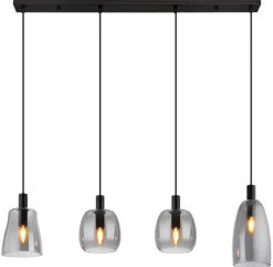 GLOBO Retrofit Balkenpendel GARRI 107 cm schwarz /rauchfarbig