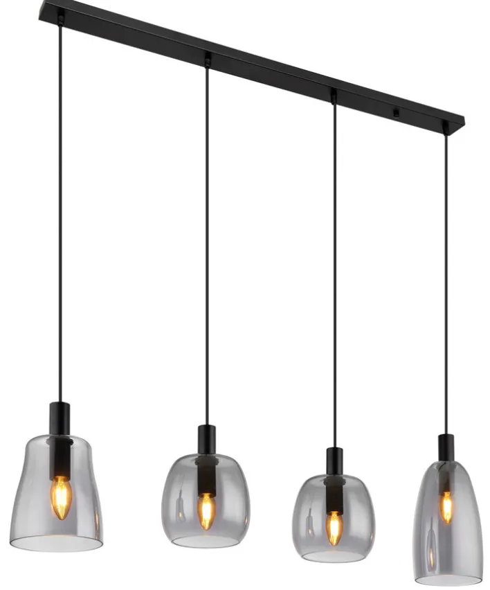 GLOBO Retrofit Balkenpendel GARRI 107 cm schwarz /rauchfarbig