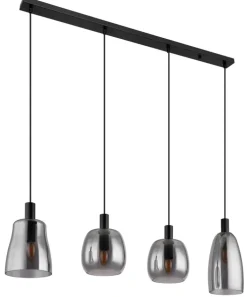 GLOBO Retrofit Balkenpendel GARRI 107 cm schwarz /rauchfarbig