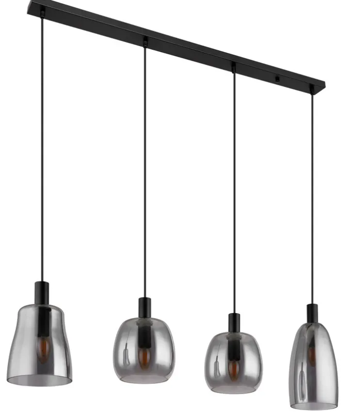 GLOBO Retrofit Balkenpendel GARRI 107 cm schwarz /rauchfarbig