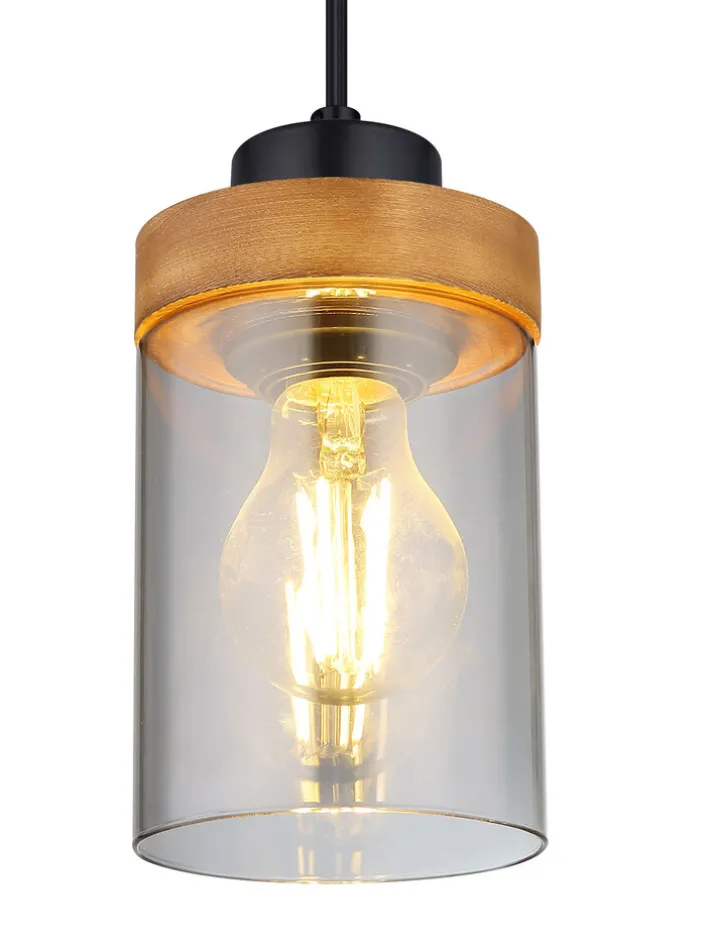 GLOBO Retrofit Balkenpendel FINCA 82 cm schwarz /Holz