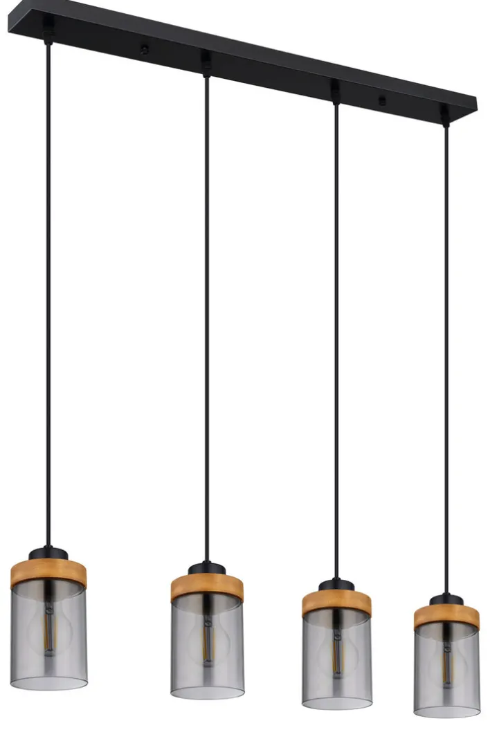 GLOBO Retrofit Balkenpendel FINCA 82 cm schwarz /Holz