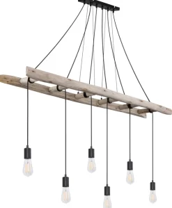 GLOBO Retrofit Balkenpendel IRMGARD 160 cm schwarz /Holz