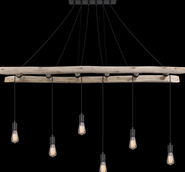 GLOBO Retrofit Balkenpendel IRMGARD 160 cm schwarz /Holz