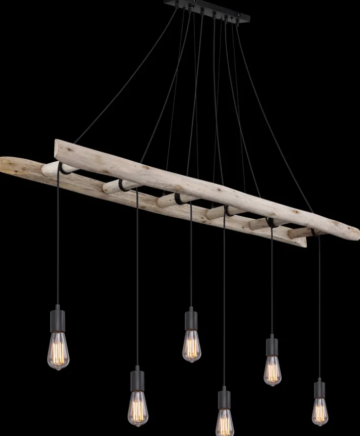 GLOBO Retrofit Balkenpendel IRMGARD 160 cm schwarz /Holz