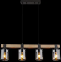 GLOBO Retrofit Balkenpendel LILA 73 cm Holz /rauchfarbig