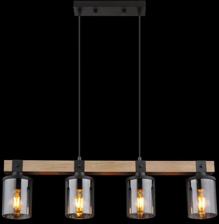 GLOBO Retrofit Balkenpendel LILA 73 cm Holz /rauchfarbig