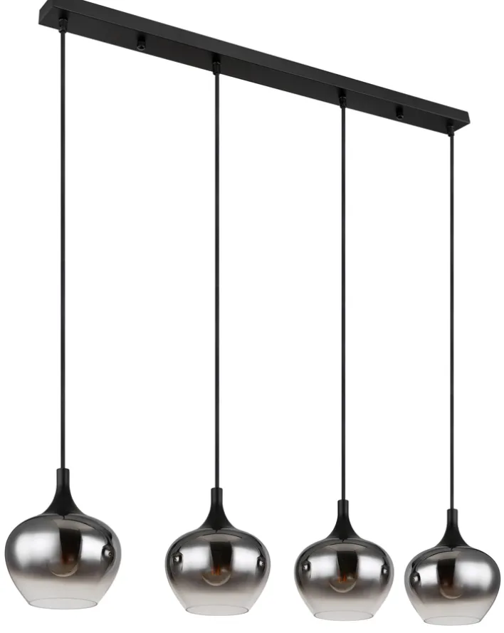 GLOBO Retrofit Balkenpendel MAXY 4-flg schwarz /Rauchfarbig