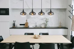 GLOBO Retrofit Balkenpendel MAXY 4-flg schwarz /Rauchfarbig