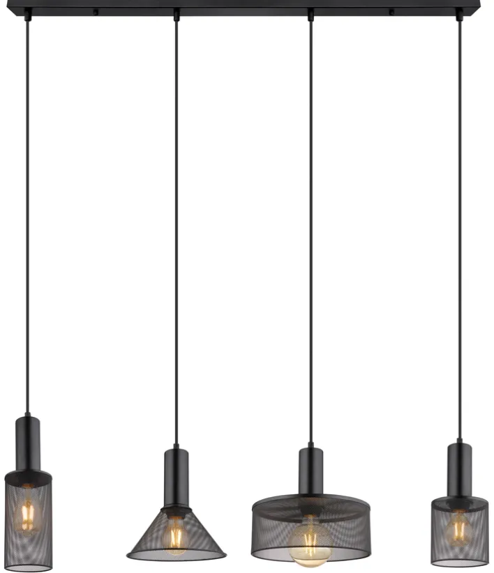 GLOBO Retrofit Balkenpendel JEDD 4-flg schwarz