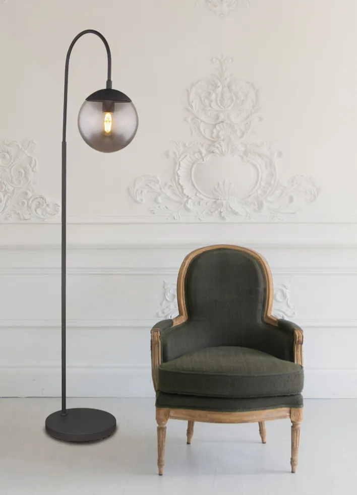 GLOBO Retrofit Bogenlampe BLAMA 150 cm schwarz