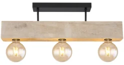 GLOBO Retrofit Deckenlampe ADALIE 60 cm schwarz /Holz