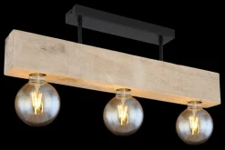 GLOBO Retrofit Deckenlampe ADALIE 60 cm schwarz /Holz