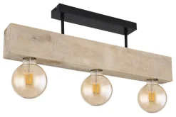 GLOBO Retrofit Deckenlampe ADALIE 60 cm schwarz /Holz